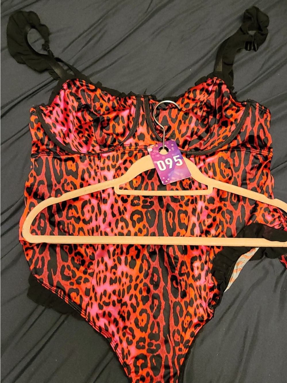 Leopard-Print Girls' One-Piece Bodysuit in Red and Pink